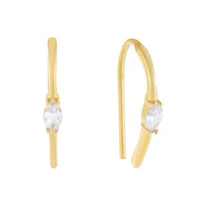 Gold Marquise CZ Stone Threader Earring - Adina Eden's Jewels