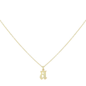 14K Gold Gothic Initial Necklace 14K - Adina Eden's Jewels
