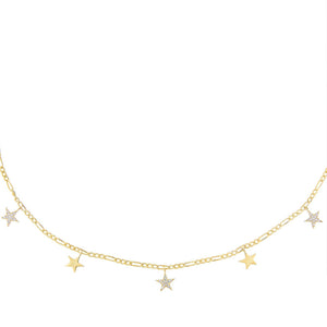 Gold Dangling Stars Figaro Necklace - Adina Eden's Jewels