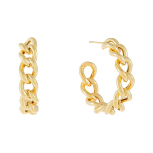 Gold Chunky Cuban Link Hoop Earring - Adina Eden's Jewels
