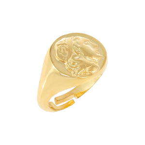 Gold Greek Coin Pinky Ring - Adina Eden's Jewels