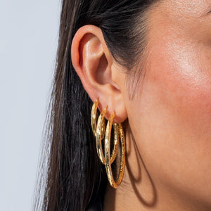  Hammered Hollow Hoop Earring - Adina Eden's Jewels