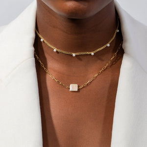  Pearl Embedded Cuban Chain Choker - Adina Eden's Jewels