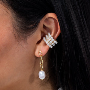  Wide Pearl CZ Ear Cuff - Adina Eden's Jewels