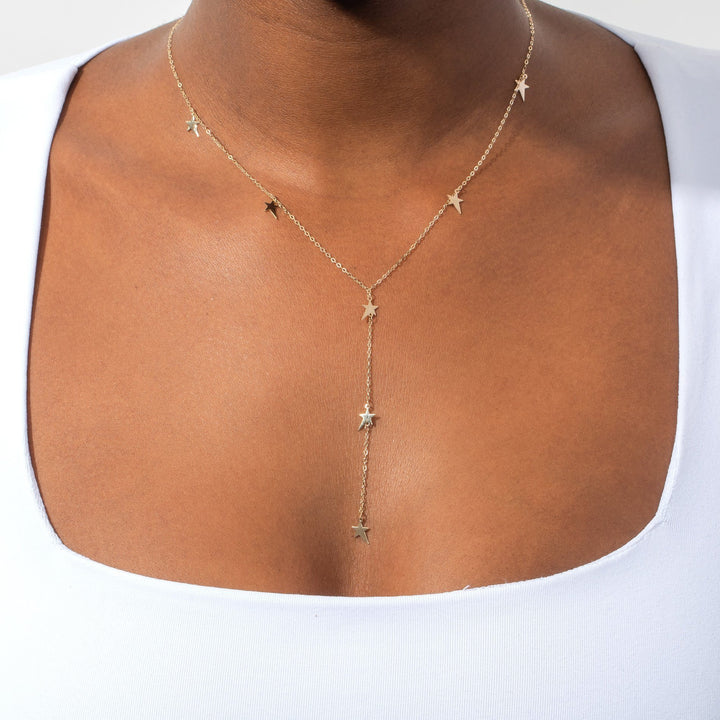  Multi Stars Lariat Necklace 14K - Adina Eden's Jewels