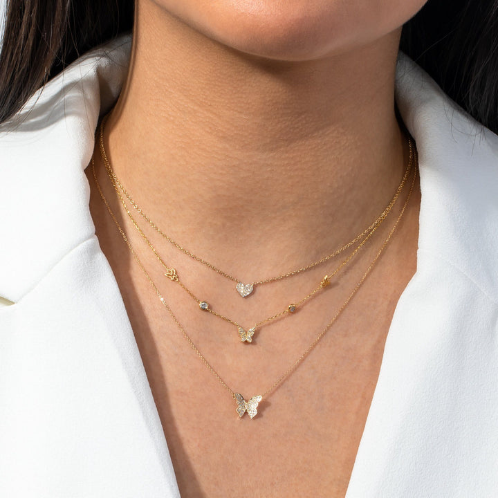  Diamond Large Butterfly Necklace 14K - Adina Eden's Jewels