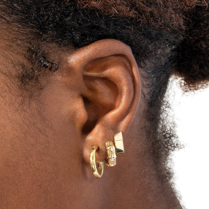  Mini Solid Octagon Huggie Earring - Adina Eden's Jewels