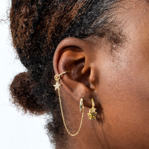  Pavé Dangling Star Chain Ear Cuff - Adina Eden's Jewels