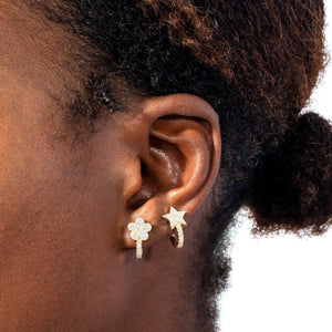  Pavé Flower Huggie Earring - Adina Eden's Jewels