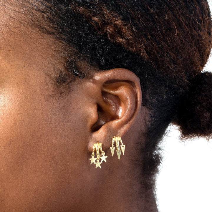  Triple Dangle Dagger Huggie Earring - Adina Eden's Jewels