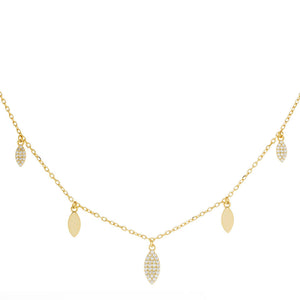 Gold Pavé/Solid Teardrop Necklace - Adina Eden's Jewels