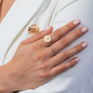  Diamond Warrior Coin Ring 14K - Adina Eden's Jewels