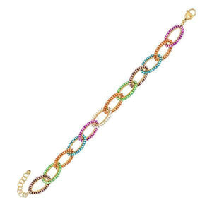 Citrine Orange Multi-Color Chain Link Bracelet 14K - Adina Eden's Jewels