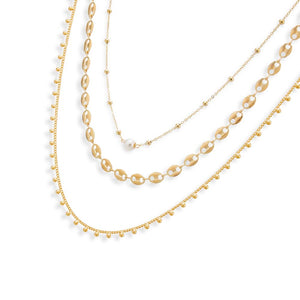 Gold Pearl & Gold Necklace Combo Set - Adina Eden's Jewels