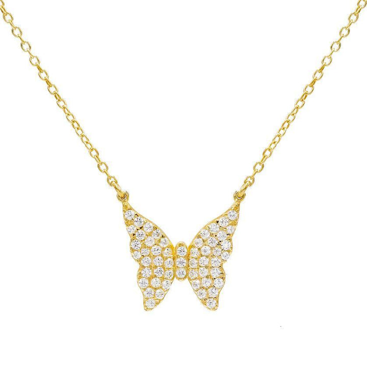 Gold CZ Butterfly Necklace - Adina Eden's Jewels