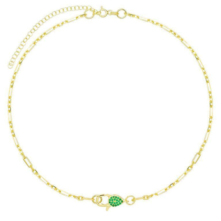 Emerald Green Colored CZ Clasp Chain Choker - Adina Eden's Jewels