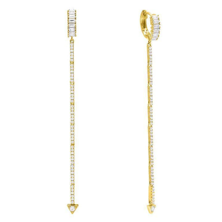 Gold Hanging Bar Huggie Earring - Adina Eden's Jewels