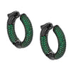 Emerald Green / Rhodium Colored Mini Tire Hoop Earring - Adina Eden's Jewels