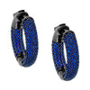 Sapphire Blue / Rhodium Colored Mini Tire Hoop Earring - Adina Eden's Jewels