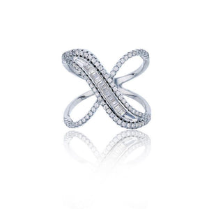 Silver / 7 Baguette X Ring - Adina Eden's Jewels