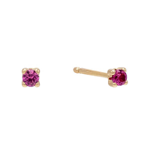 Magenta / Pair Mini CZ Stud Earring 14K - Adina Eden's Jewels