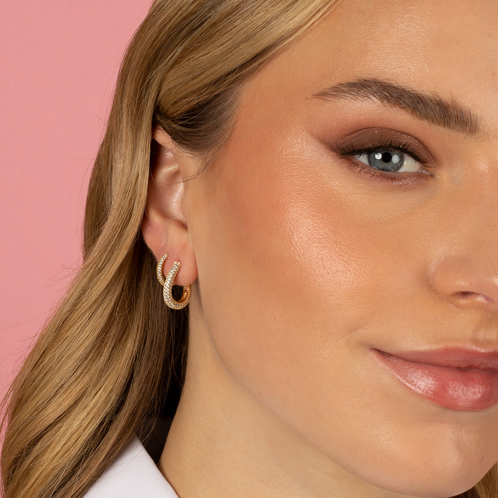 Earring Models Rounded Pave Rounded Huggie Earring | Adina Eden Jewels