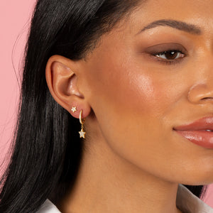  Pavé Dangling Star Huggie Earring - Adina Eden's Jewels