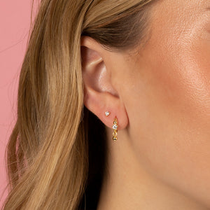  CZ Stone X Dangling Ball Huggie Earring - Adina Eden's Jewels