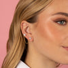  Colored CZ Double Flower Chain Stud Earring - Adina Eden's Jewels