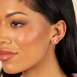  Colored Solitaire Front Back Chain Stud Earring - Adina Eden's Jewels