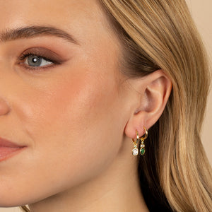  Dangling Multi Stone Bezel Huggie Earring - Adina Eden's Jewels