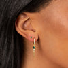  Pavé Colored Bezel Drop Chain Huggie Earring - Adina Eden's Jewels