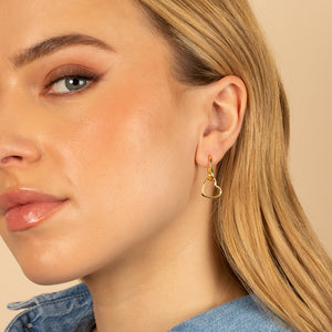  Solid Dangling Heart U-Shape Huggie Earring - Adina Eden's Jewels