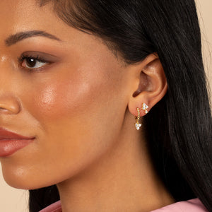  Beaded X Dangling Trio Cluster Huggie Earring - Adina Eden's Jewels