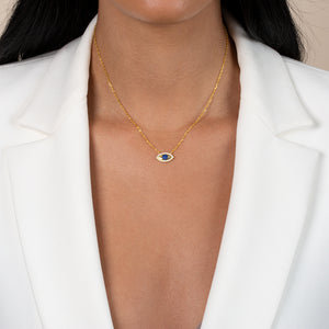  Colored Pavé Evil Eye Pendant Necklace - Adina Eden's Jewels