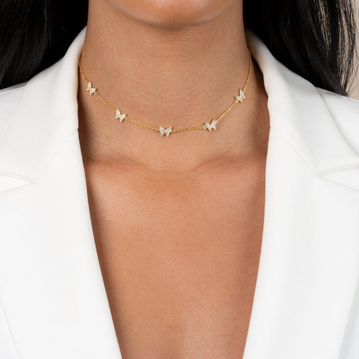  Multi Pavé Butterfly Choker - Adina Eden's Jewels
