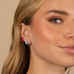  CZ Bezel Colored Enamel Huggie Earring - Adina Eden's Jewels