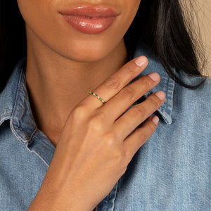  Colored Thin Baguette X Solitaire CZ Ring - Adina Eden's Jewels