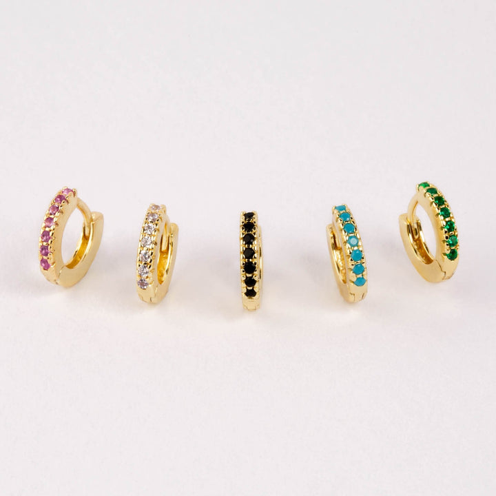  Pavé Colored Mini Huggie Earring - Adina Eden's Jewels