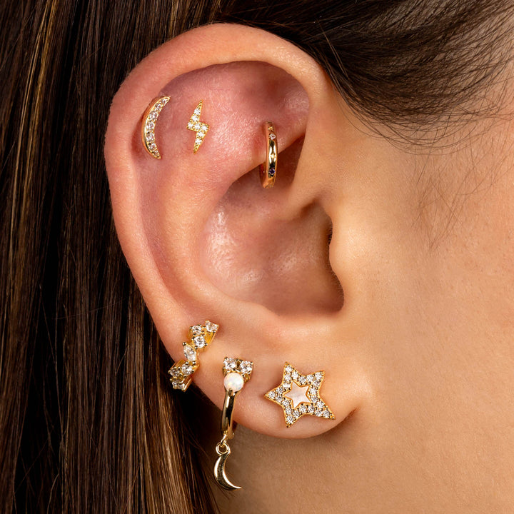 Opal x Moon Huggie Earring - Adina Eden's Jewels