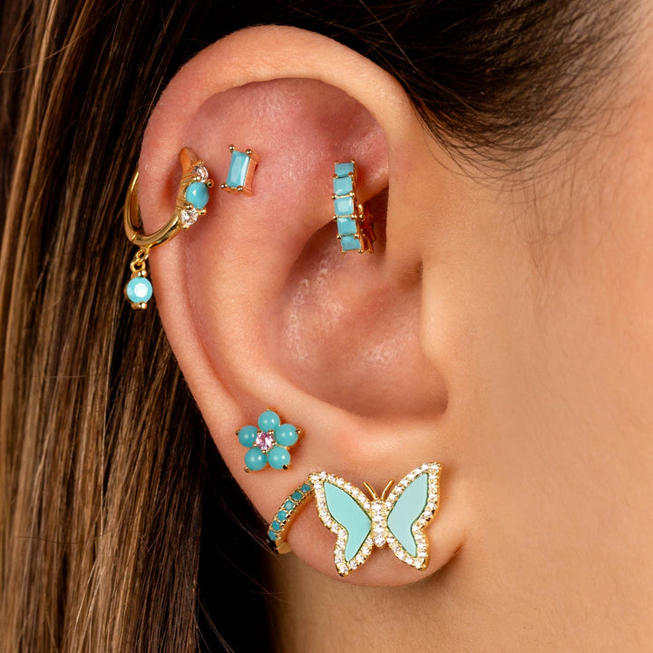  Turquoise Flower Stud Earring - Adina Eden's Jewels