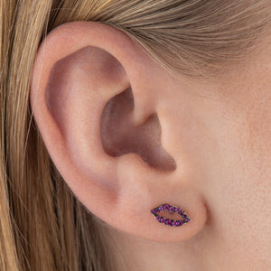  Pavé Magenta Lip Stud Earring - Adina Eden's Jewels