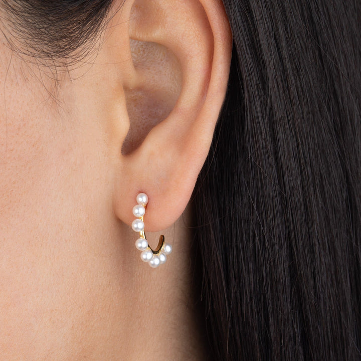  Pearl Hoop Stud Earring - Adina Eden's Jewels