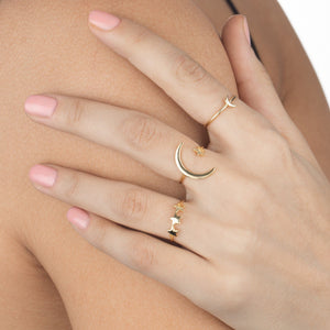 Solid Star X Moon Ring - Adina Eden's Jewels
