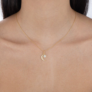  Pavé Star X Crescent Necklace - Adina Eden's Jewels
