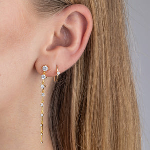  Round CZ Stone Ear Threader Earring - Adina Eden's Jewels