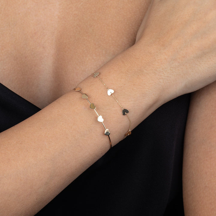  Solid Hearts Bracelet 14K - Adina Eden's Jewels