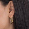  Pavé Thin Safety Pin Drop Earring - Adina Eden's Jewels