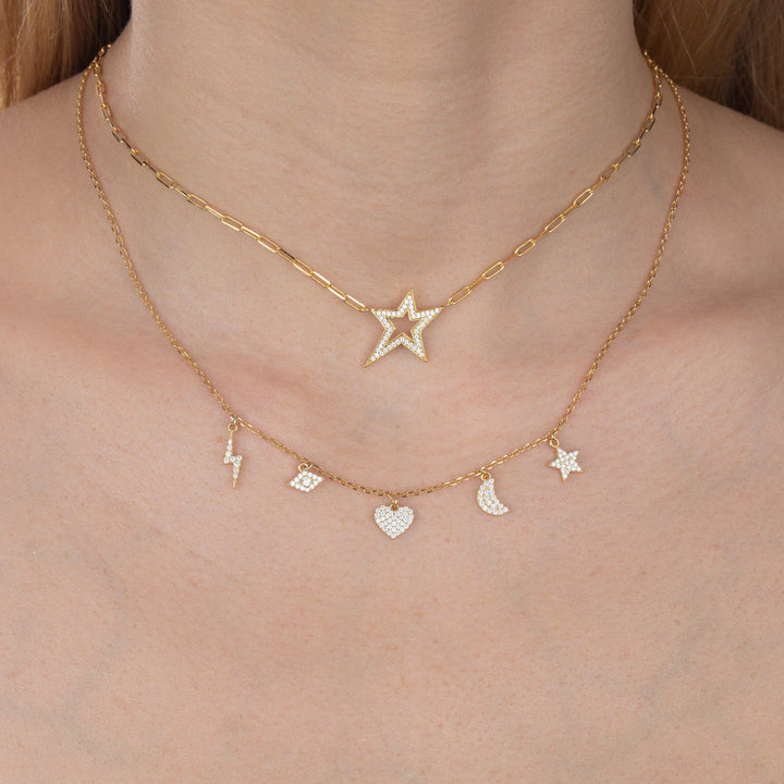  CZ Open Star Choker Necklace - Adina Eden's Jewels