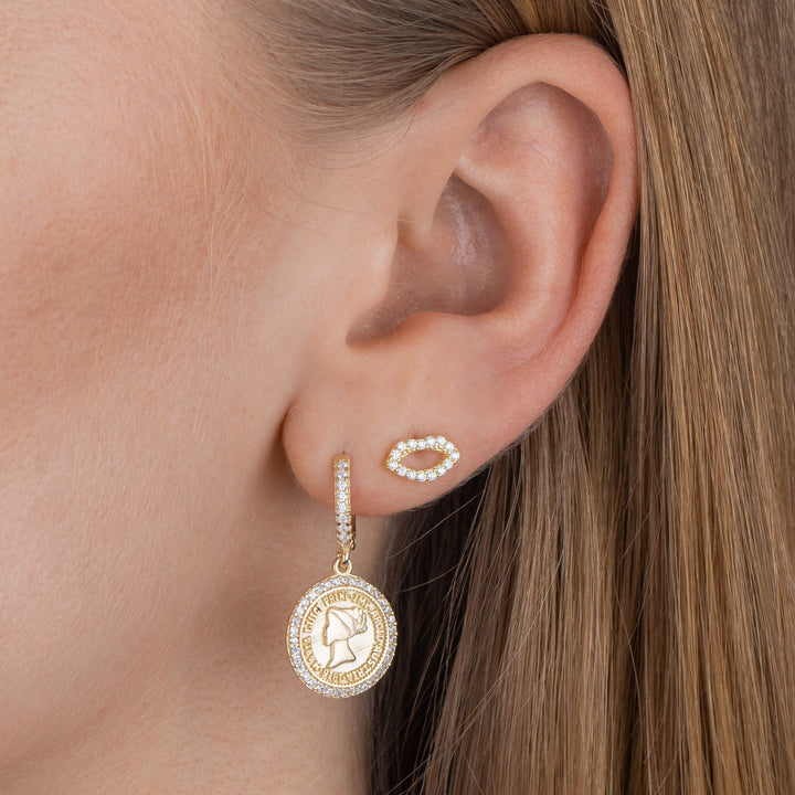  Pavé Coin Huggie Earring - Adina Eden's Jewels